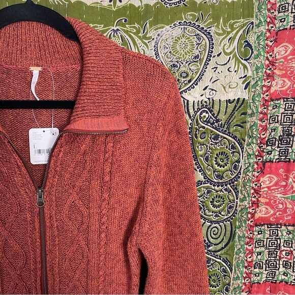 NWT Free People Red Jasper Mont Blanc Long Sleeve Mini Sweater Dress Size Large - Picture 4 of 16
